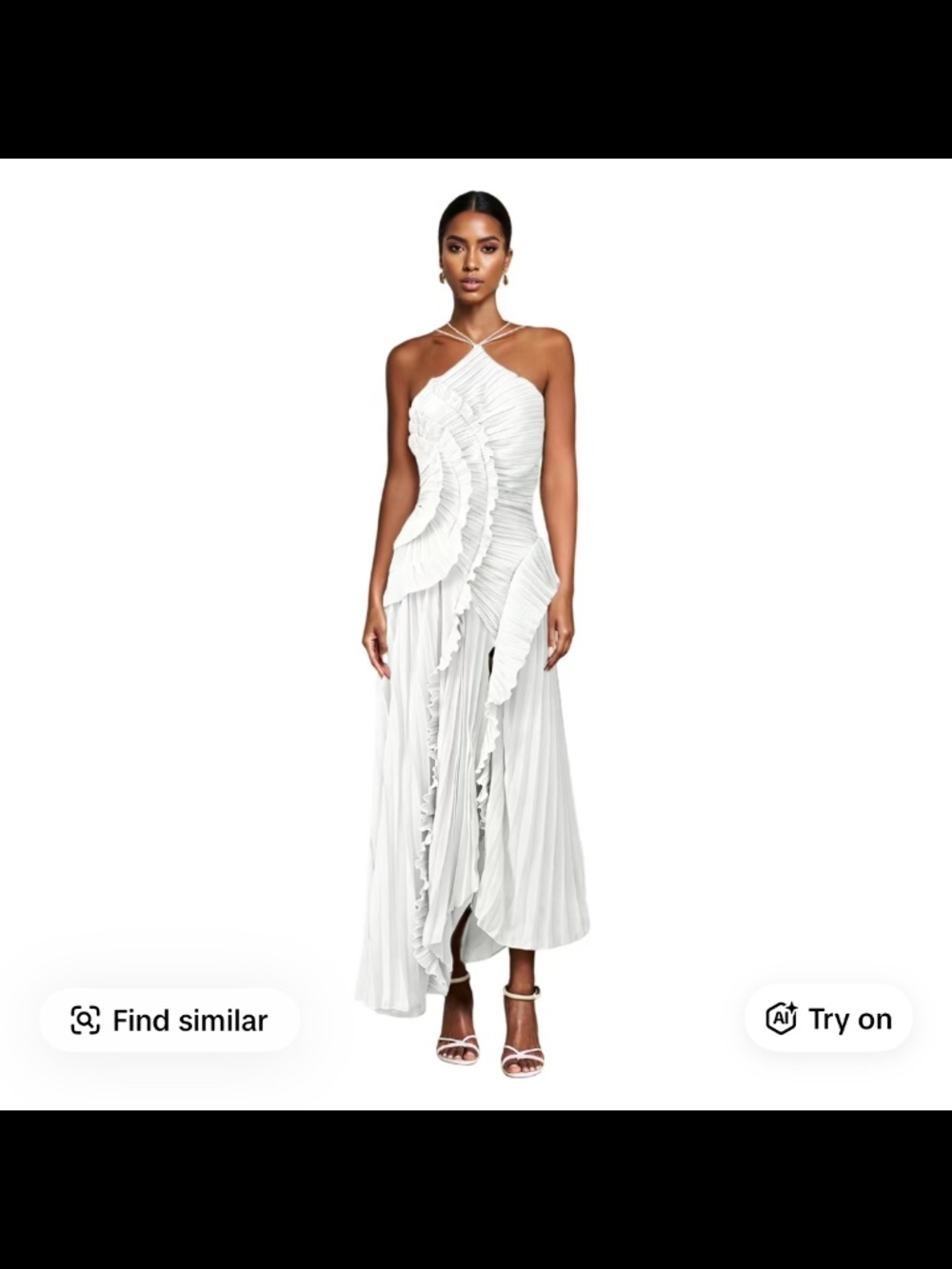 Women's Ruffle Halter Dress Sleeveless Long Flowy Dress Summer A-Line
